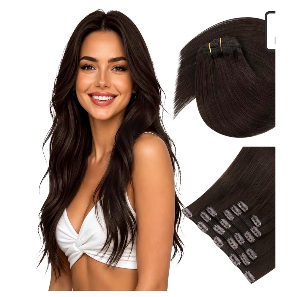 Sunny Hair Clip in Hair Extensions 120g Clip in Extensions Medium Brown 18 Inch